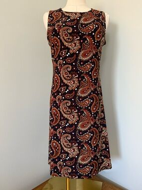 Tommy Hilfiger Black Paisley Sleeveless Shift Dress – Size 4,travel,no wrinkle,